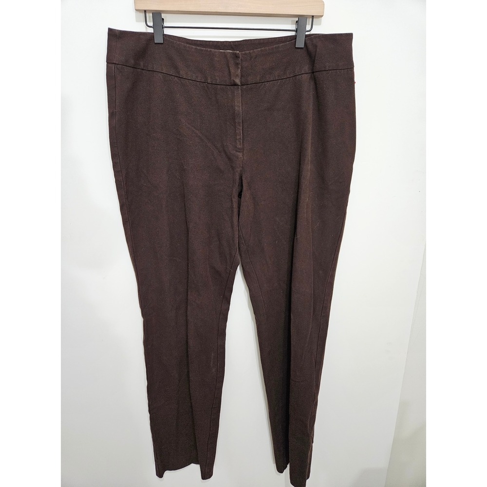 Chicos Womens Brown Stretch Cotton Blend Dress Pants Size 3 Tall Professional